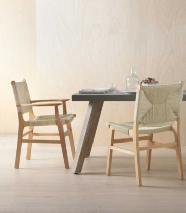 Pack de 4 Sillas de Madera de Hevea con Asiento y Respaldo Trenzado  Montalvo, ambiente