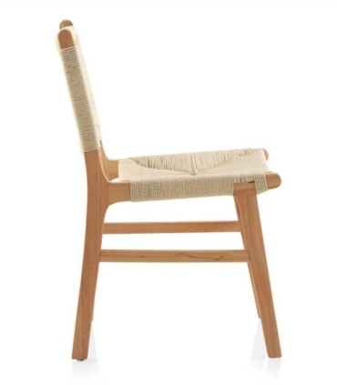 Pack de 4 Sillas de Madera de Hevea con Asiento y Respaldo Trenzado  Montalvo, lateral