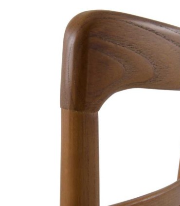 Pack de 4 Sillas de Madera de Toona con Asiento Trenzado Marpal, detalles nogal