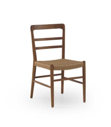 Pack de 4 Sillas de Madera de Toona con Asiento Trenzado Marpal, perfil nogal