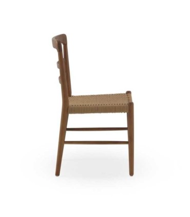 Pack de 4 Sillas de Madera de Toona con Asiento Trenzado Marpal, lateral nogal