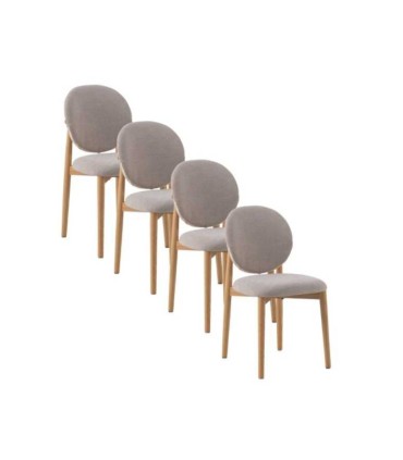 Pack de 4 Sillas de Madera de Roble y Chenilla Luque, beig