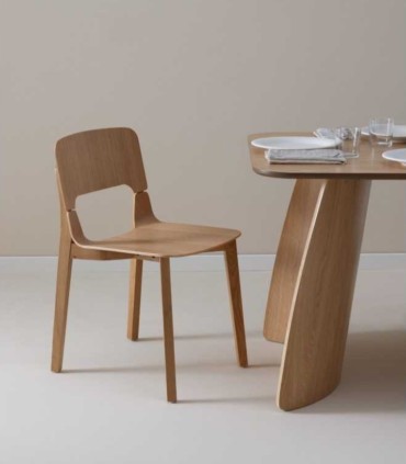 Pack de 4 sillas de comedor de madera de roble natural Nico
