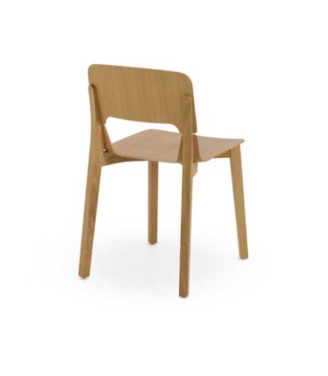 Pack de 4 sillas de comedor de madera de roble natural Nico, detras