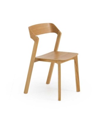 Pack de 4 sillas de comedor de madera de roble Luis, lado
