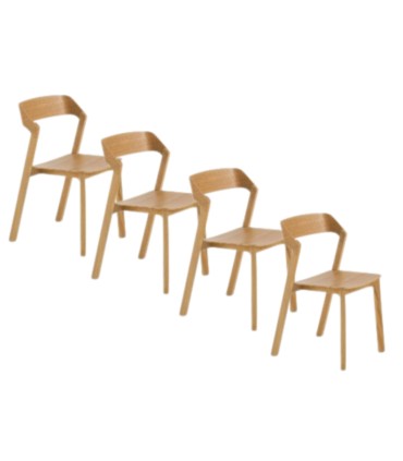 Pack de 4 sillas de comedor de madera de roble Luis, cuatro