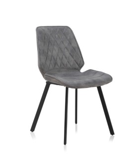 Pack de 4 sillas tapizadas en tela gris con patas metálicas Calíope, lado