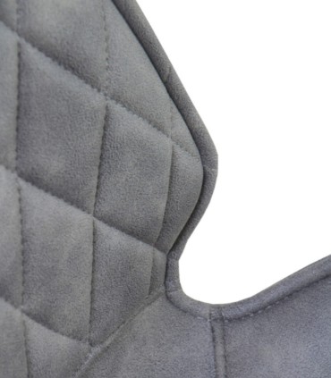 Pack de 4 sillas tapizadas en tela gris con patas metálicas Calíope, detalle respaldo