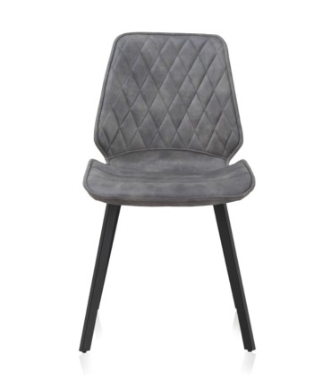 Pack de 4 sillas tapizadas en tela gris con patas metálicas Calíope, frente