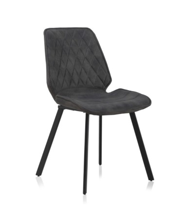 Pack de 4 sillas tapizadas en tela gris con patas metálicas Calíope, perfil