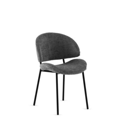 Pack de 4 sillas de comedor tapizada en chenilla Navarro, lateral