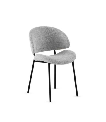 Pack de 4 sillas de comedor tapizada en chenilla Navarro, lado gris claro