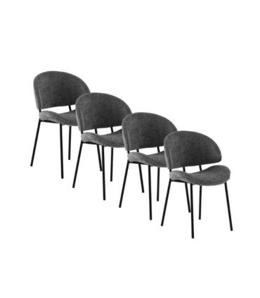 Pack de 4 sillas de comedor tapizada en chenilla Navarro, cuatro