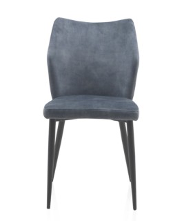 Pack de 4 sillas de comedor aterciopeladas marrón y azul con rombos Belisario, frente