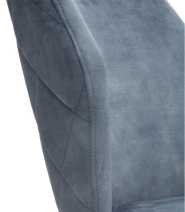 Pack de 4 sillas de comedor aterciopeladas marrón y azul con rombos Belisario, detalle lateral