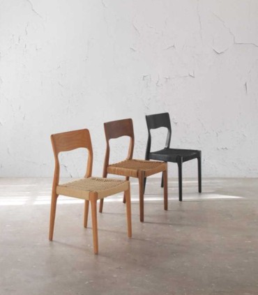 Pack de 4 sillas de Madera de Fresno con Asiento de Cuerda Trenzada Colin, colores