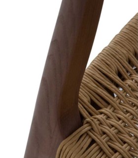 Pack de 4 sillas de Madera de Fresno con Asiento de Cuerda Trenzada Colin, detalle respaldo