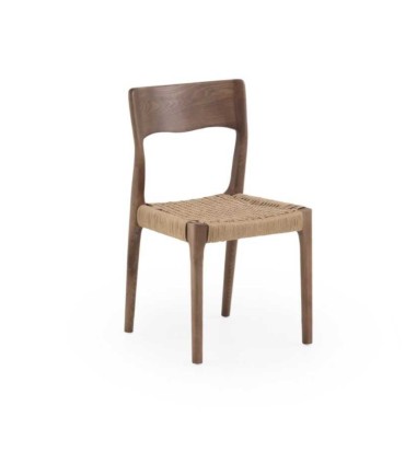 Pack de 4 sillas de Madera de Fresno con Asiento de Cuerda Trenzada Colin, costado
