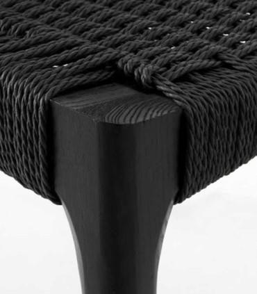 Pack de 4 sillas de Madera de Fresno con Asiento de Cuerda Trenzada Colin, negro