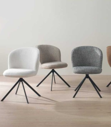 Pack de 4 sillas Giratorias Tapizadas Tweed Moderna con Patas Metálicas Sensis, ambiente
