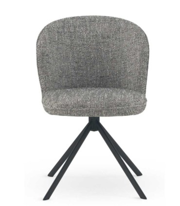 Pack de 4 sillas Giratorias Tapizadas Tweed Moderna con Patas Metálicas Sensis, frente gris