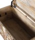 Baúl de Madera Maciza de Mango Tallado con Animales Safari, abierto