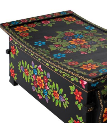 Baúl de madera de mango pintado a mano estilo folk Lidia, perfil