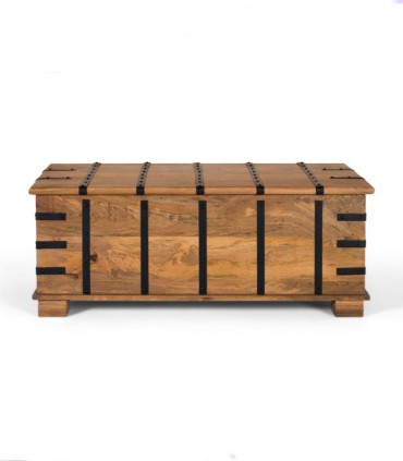 Baúl de Madera Maciza con Herrajes Metálicos Aureliano, frente