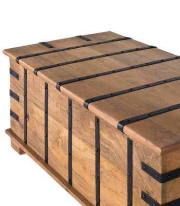 Baúl de Madera Maciza con Herrajes Metálicos Aureliano, detalle perfil