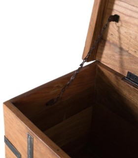 Baúl de Madera Maciza Vintage con Efecto Envejecido Baltasar, abierto
