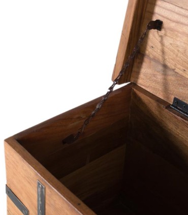 Baúl de Madera Maciza Vintage con Efecto Envejecido Baltasar, abierto