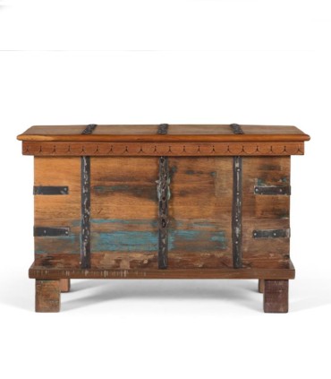Baúl de Madera Maciza Vintage con Efecto Envejecido Baltasar, frente