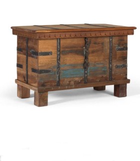Baúl de Madera Maciza Vintage con Efecto Envejecido Baltasar, lateral