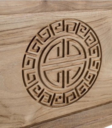 Baúl Oriental con Almacenaje y Diseño Étnico Natural Alvarado, dibujo