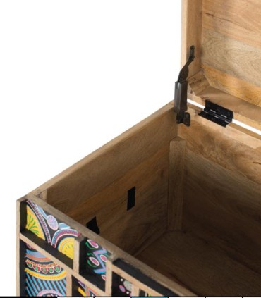 Baúl Artesanal de Madera de Mango con Diseño Étnico Multicolor Loren