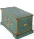 Baúl de Madera de Mango Verde Turquesa con Flores Pintadas a Mano Montelirio, lado