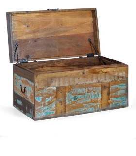 Baúl de Madera Reciclada Estilo Vintage Umbria, abierto