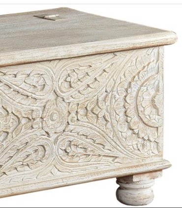 Baúl de Madera de Mango Tallado Mendoza, lateral