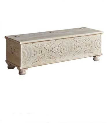 Baúl de Madera de Mango Tallado Mendoza de Ambar Muebles