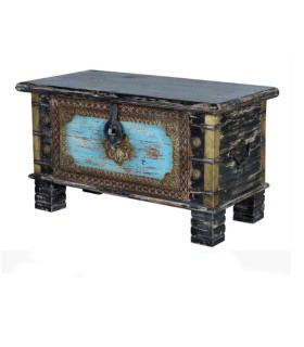 Baúl Vintage En Madera Tallada Nomad
