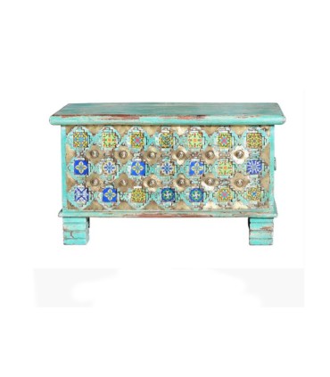Baúl Decorativo Vintage Turquesa con Mosaico Nazari
