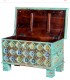 Baúl Decorativo Vintage Turquesa con Mosaico Nazari, abierto