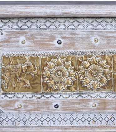 Cofre Artesanal de Madera Decorada Étnica Devendra, decoracion