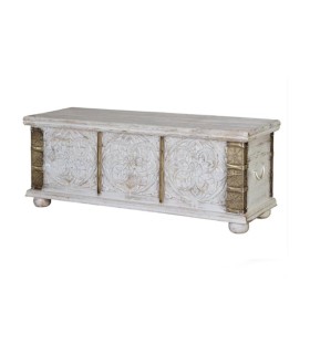 Baúl Indio Artesanal Vintage con Relieves Decorativos Rathore