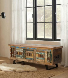 Baúl Vintage Industrial de Madera Maciza Reciclada Duvant, ambiente