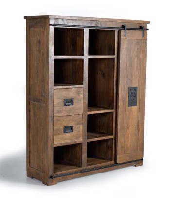 Alacena de Madera de Mango con Puerta Corredera y 4 Cajones Celedonio, medida 140 cm