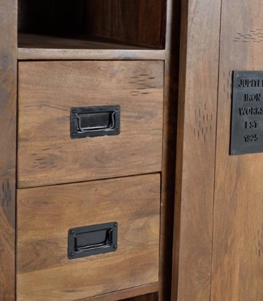 Alacena de Madera de Mango con Puerta Corredera y 4 Cajones Celedonio, detalle
