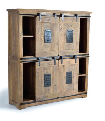 Alacena de Madera de Mango con Puerta Corredera y 4 Cajones Celedonio, medida 150 cm