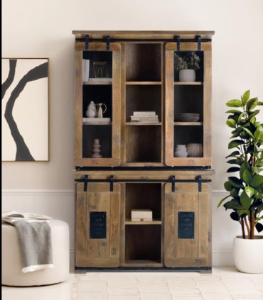 Alacena de Madera de Mango con Puerta Corredera y 4 Cajones Celedonio, medida 100 cm