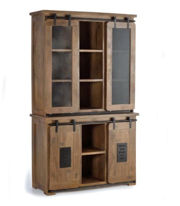 Alacena de Madera de Mango con Puerta Corredera y 4 Cajones Celedonio, medida 100 cm